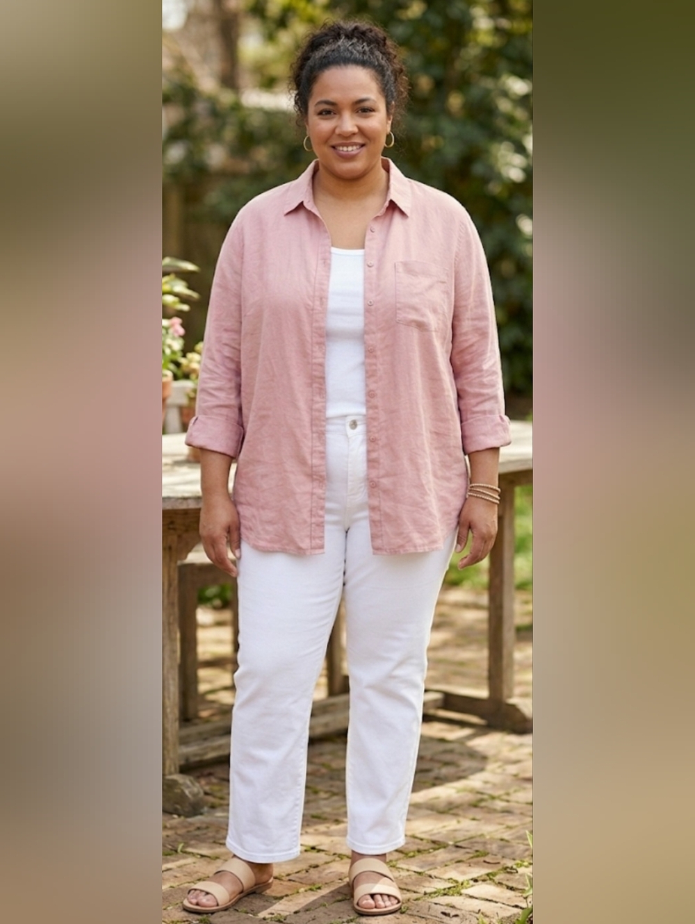 ​J.Jill LOVE LINEN Dusty Pink Button Down Shirt 3X - PRISTINE!